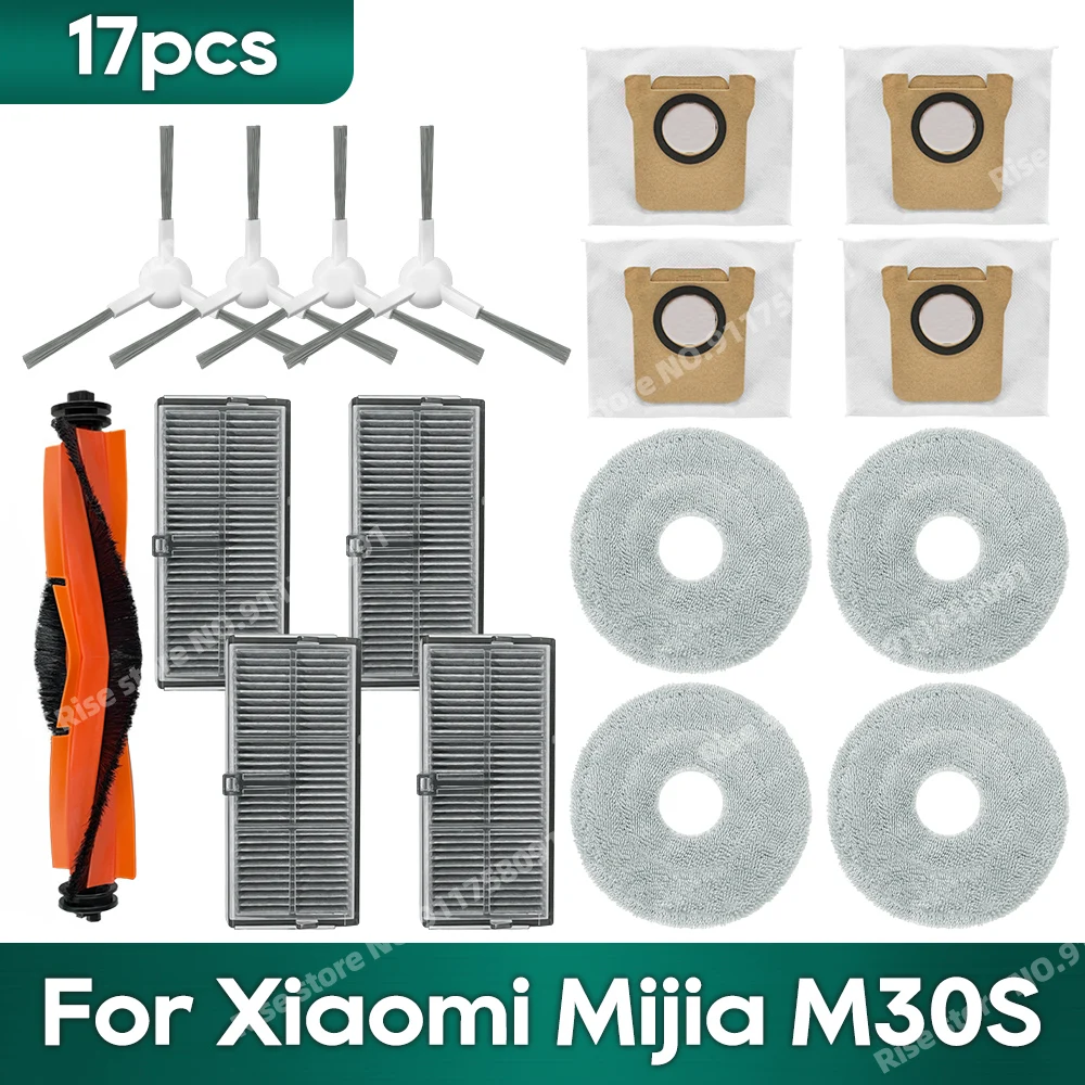 Acessórios de Substituição para Xiaomi Mijia M30s Consumíveis Escova Lateral Principal Filtro Hepa Mop Bolsa de pó D103cn