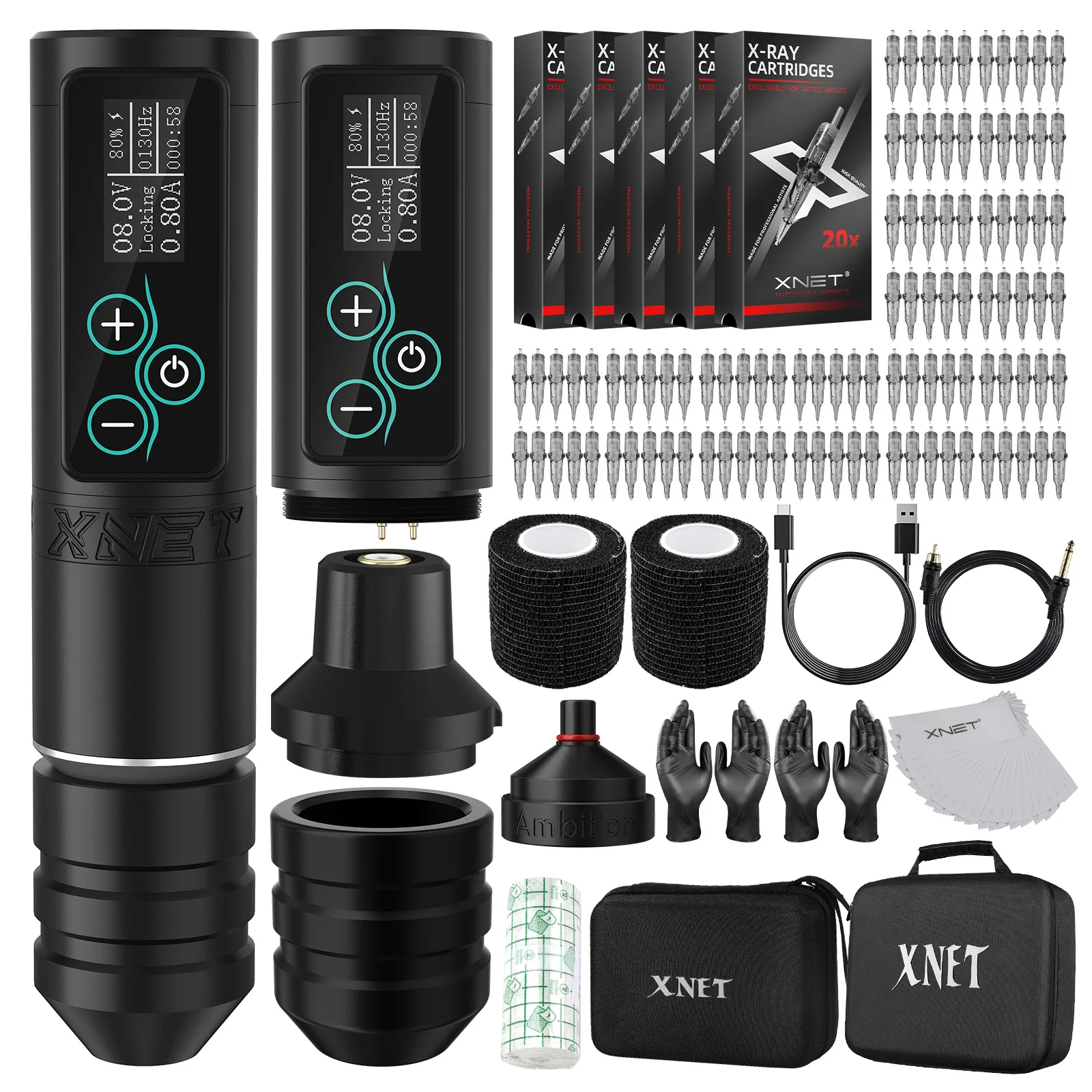 XNET Vane Wireless Tattoo Machine Kit Brushless Motor Tattoo