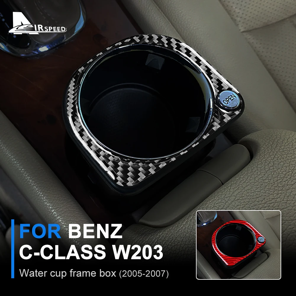

Углеродное волокно для Mercedes Benz C Class W203 2005-2007 аксессуары для интерьера автомобиля чашка для воды крышка рамы отделка наклейки автостайлинг