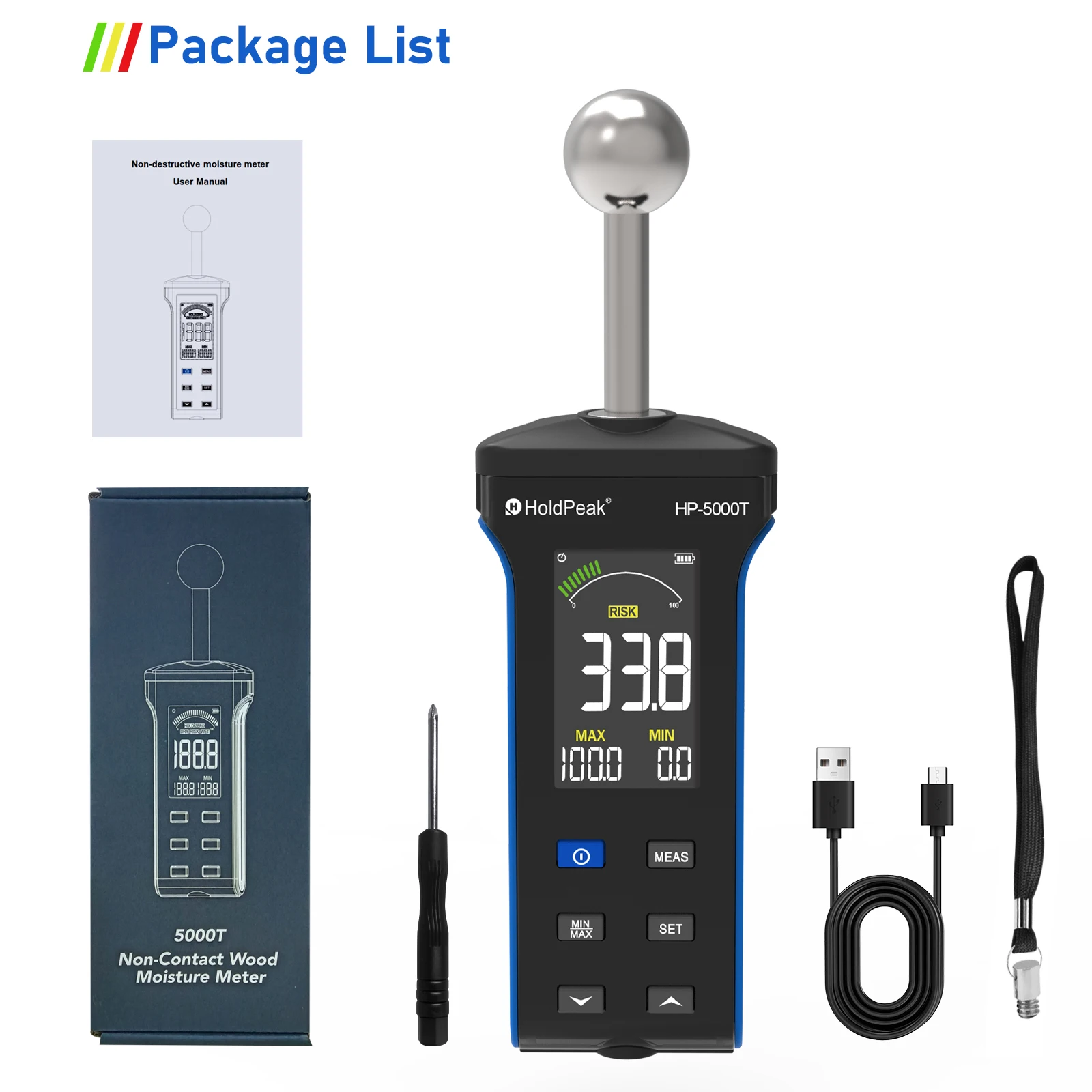 Non-Contact Wood Moisture Meter Pinless 20-40mm Depth HD Digital Display for Timber Walls Masonry & Building Materials wood moisture meter