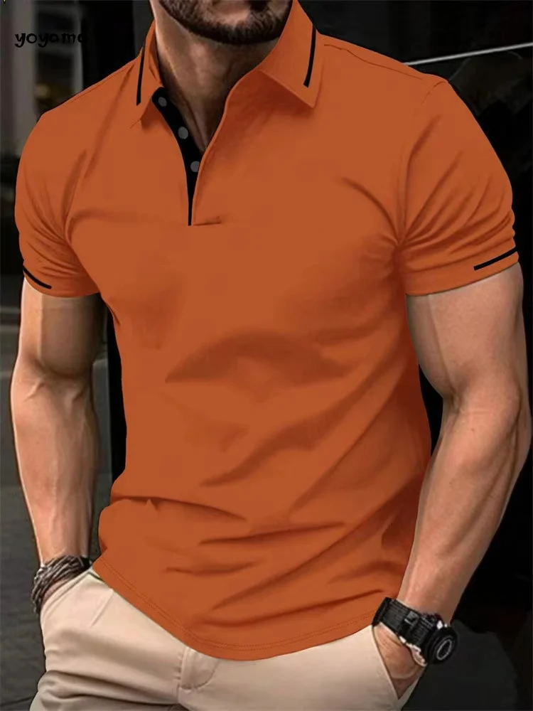 Men's Fashion Short Sleeve Polo Shirt Casual Striped Shirt Turtleneck Shirt Breathable Top Daily Casual Sports Men's Clothing 18 Aa055040f392b4b2fadc545b89522404ai