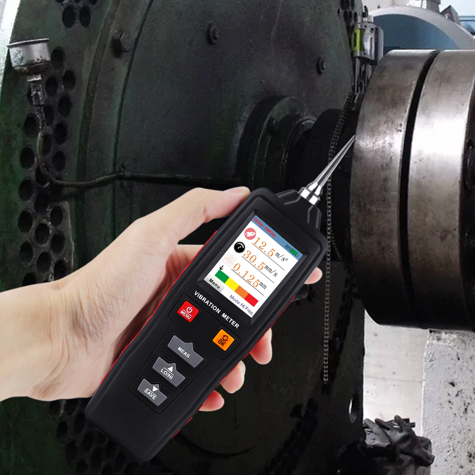 VBT-281 Vibration Analyzer Color LCD Digital Meter Rotate Acceleration Velocity Displacement High Low Frequency Tester 3