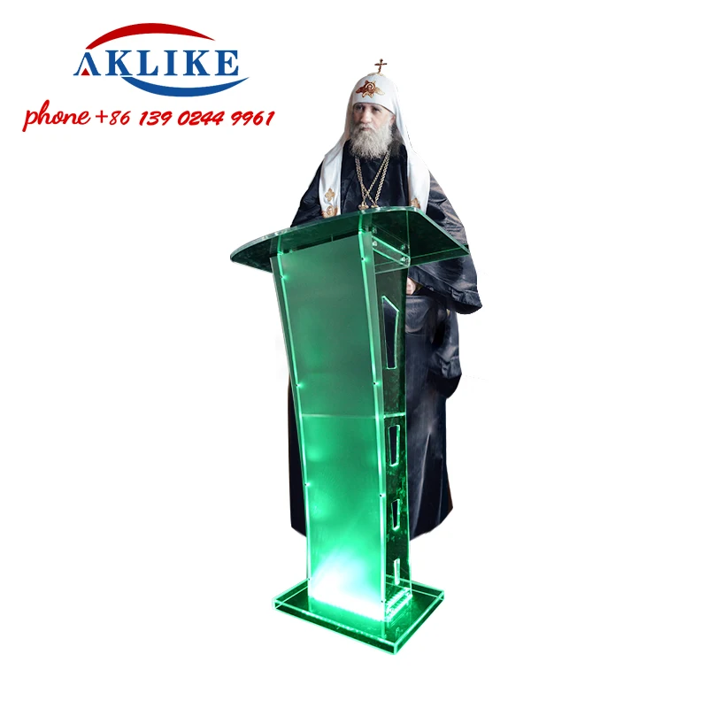 Standing Luminous Podium Parking Desk Organic Glass Lectern Consultation Dais Church Training Pulpit