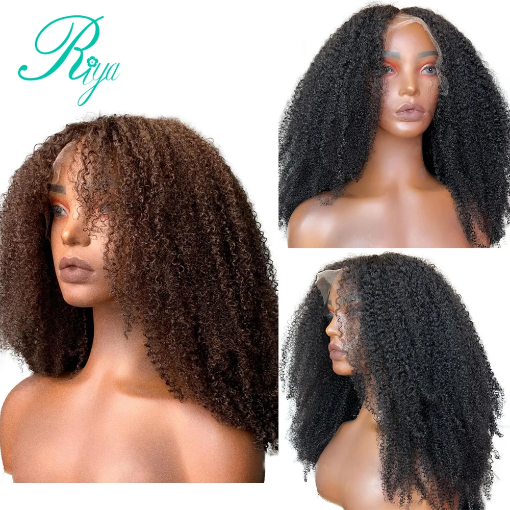 Brazilian Colored Afro Kinky Curly 13x4 Lace Front Human Hair Wigs For Women Curly Human Hair Wig With Baby 150% Remy