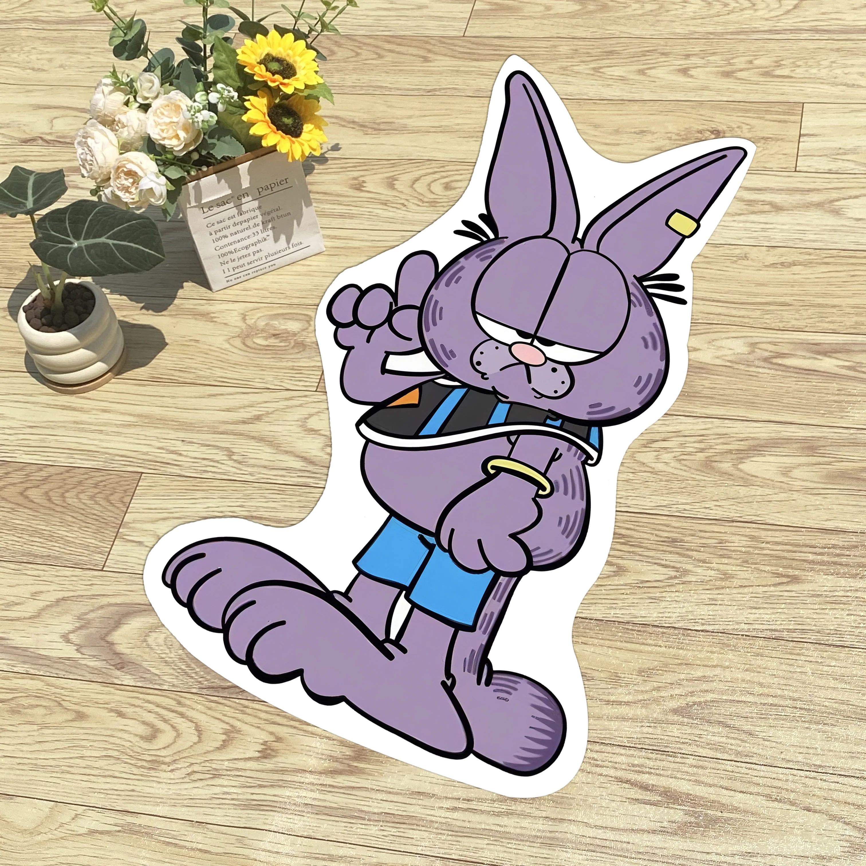 

Purple Cartoon Cat Flannel Floor Mat Soft Rug Flannel Digital Printing Technology Housewarming Gift Custom Non-slip Carpet