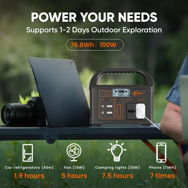 100W 24000mAh Portable Power Station 220V/110V Power Bank 76.8Wh Solar Power Generator LiFePO4 Outdoor Energy For Camping Travel 3
