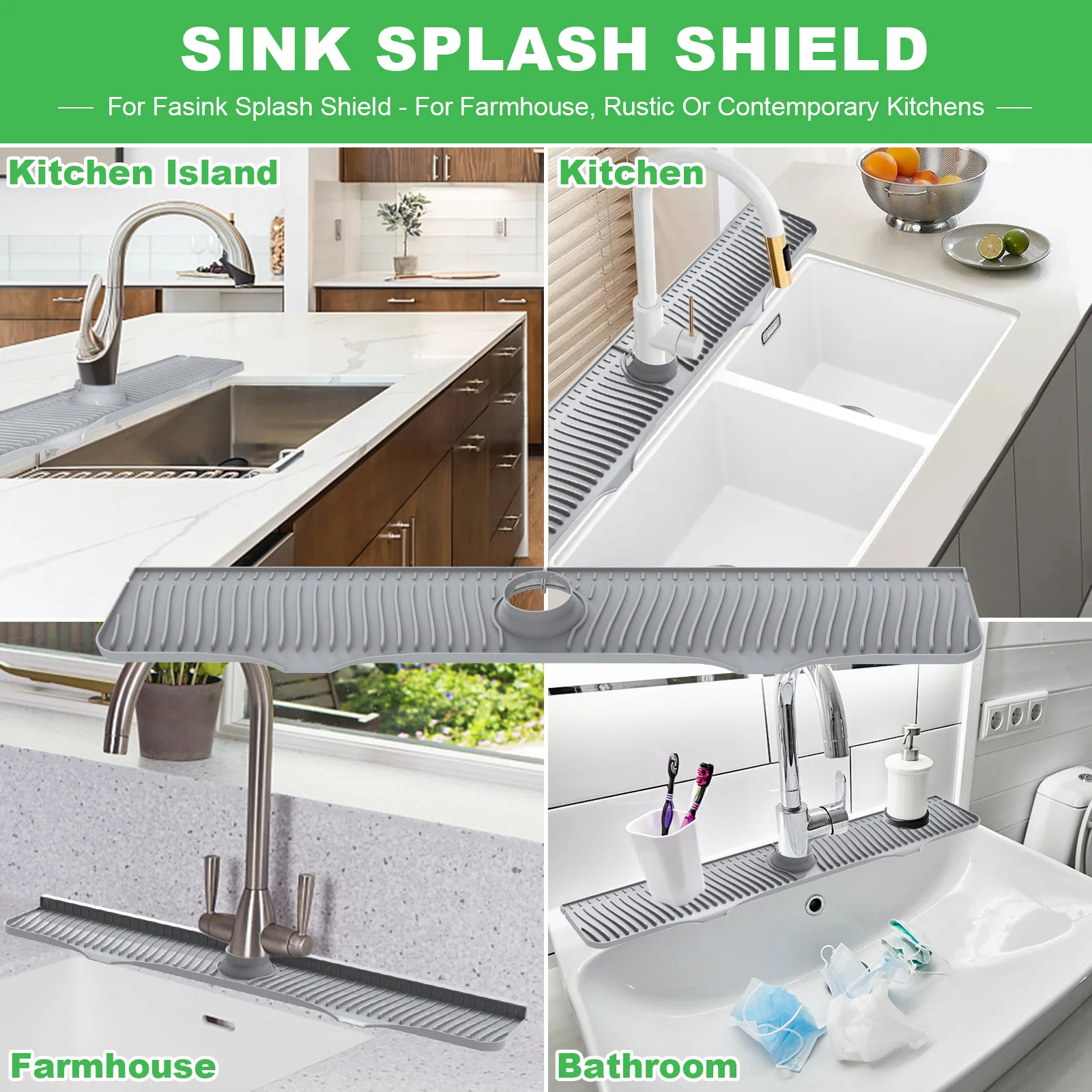 Sink Splash Guard 32 Inch Silicone For Kitchen Bathroom
