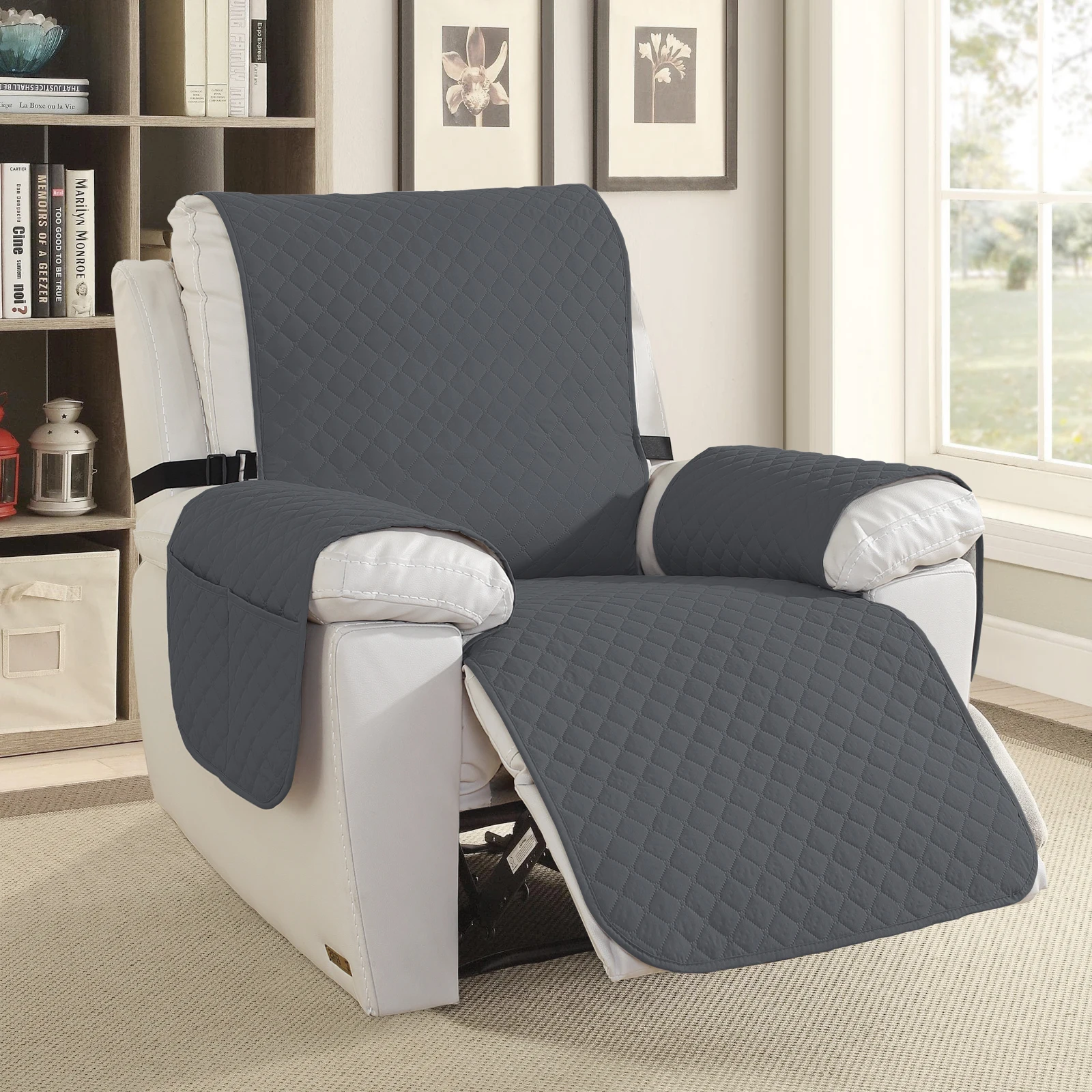 

100% Waterproof Recliner Chair Covers That Stay in Place, Non-Slip Recliner Cover , Elastic Straps