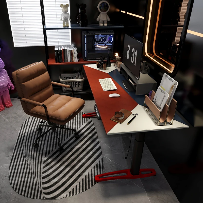 

Leather Computer Desk Desk Modern Lift Writing Desk Universal Laptop Stand Home Office Furniture PC Workstation Study Desk
