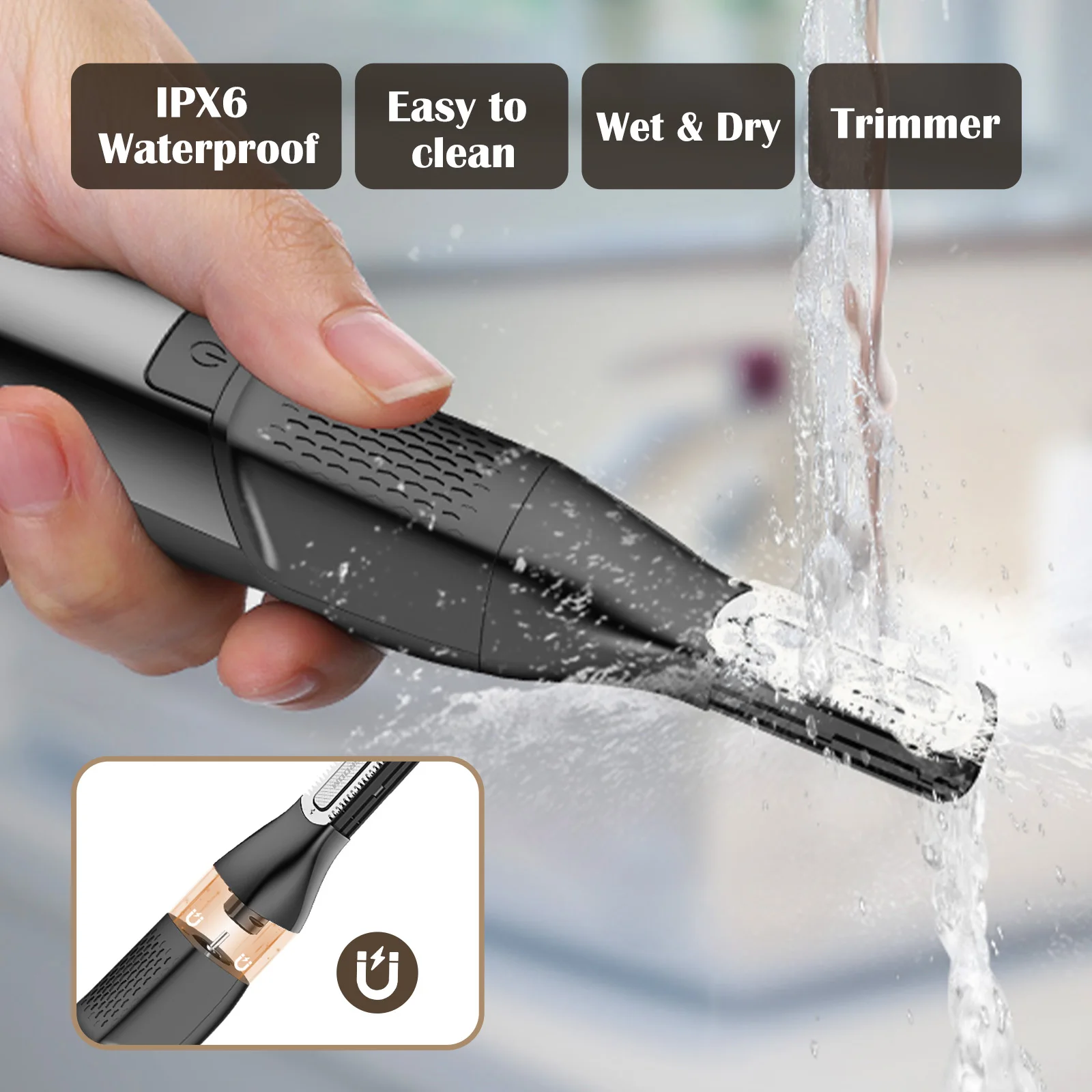 MAXGROOM Electric Body Hair Trimmer Bidirectional Shaving Waterproof Double-edged Razor Blade Groin Pubic Ball Trimmer for Men 6