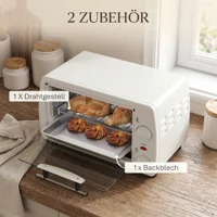 Mini Four Électrique 10L avec Thermostat 230°C, Minuterie 60min, 750W – Petit Four de Table Compact avec Plaque & Grille pour Cuisson, Réchauffage & Grillade 7