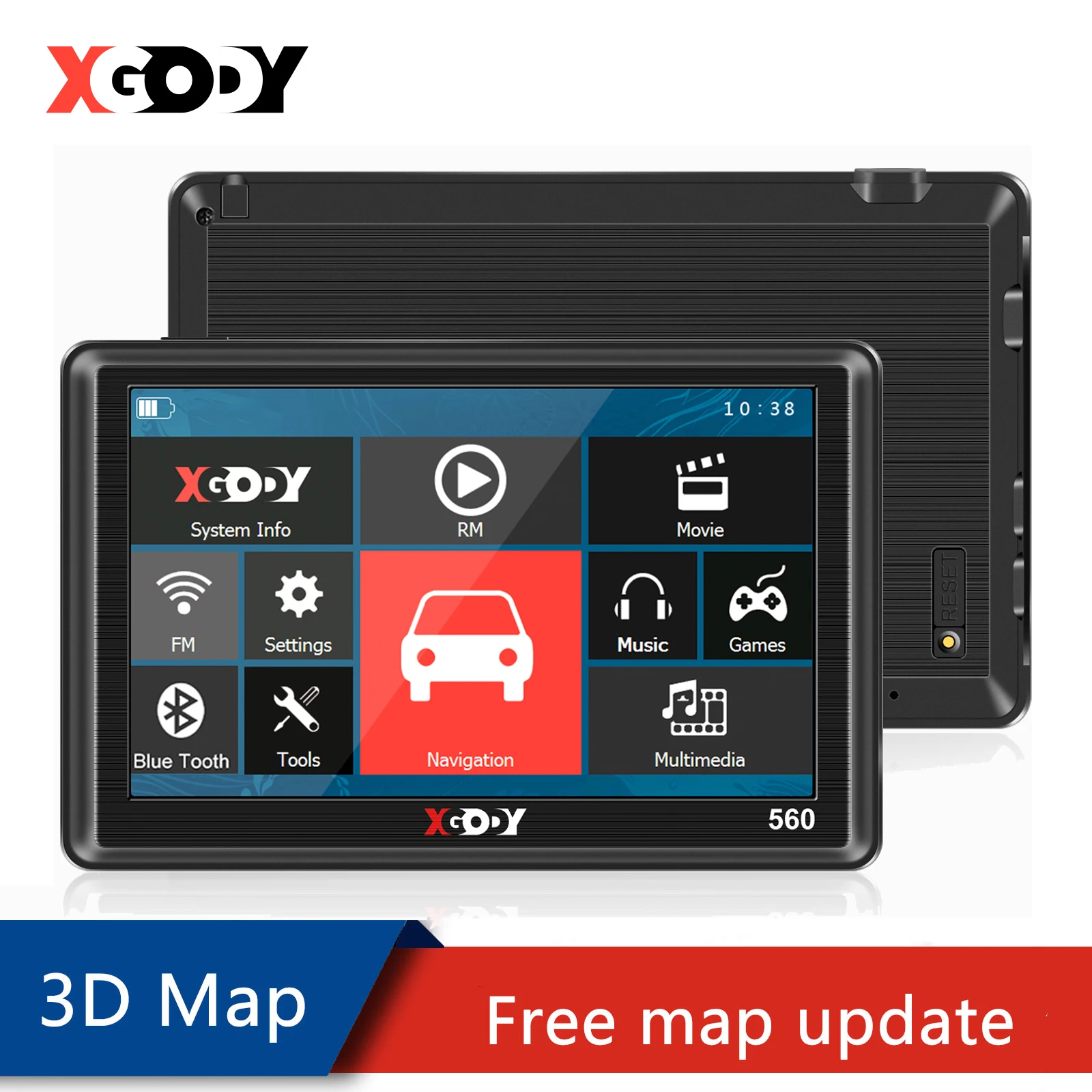 Xgody 5 Inch Car Gps Navigation Touch Screen Truck Navigator 128m+8gb