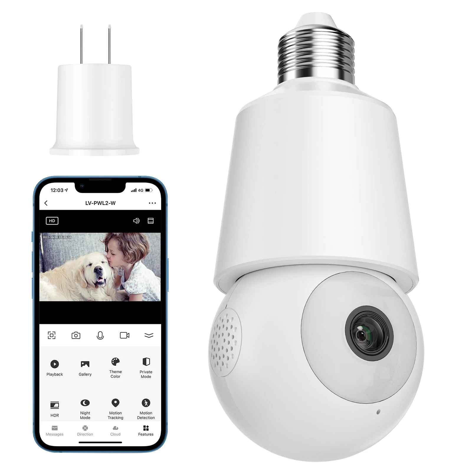 Telecamera Di Sicurezza A Lampadina WiFi 2.4G | Visione Notturna A Colori, Rotazione 355° E Allarme | Controllo Da App Per Esterno/Interno - 2