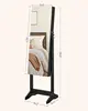 Freestanding jewelry cabinet with full-length mirror. Lockable storage with 2 cosmetic organizers 5