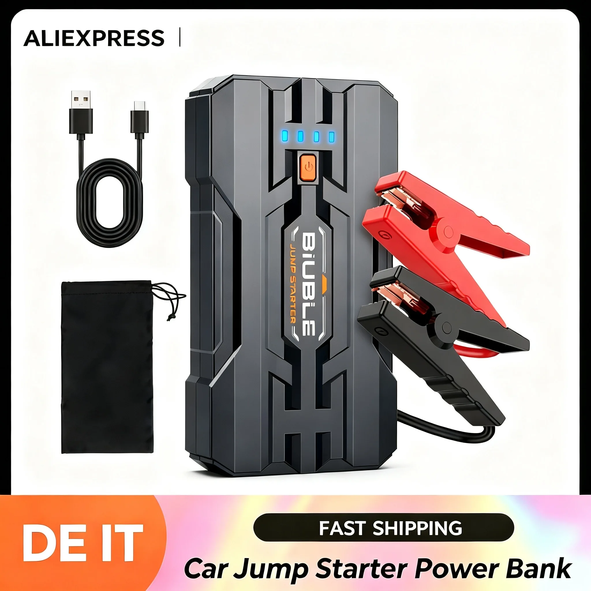 Démarreur d'urgence pour voiture 3000A Peak 21800mAh, chargeur de batterie 12V, peut charger les appareils mobiles 1