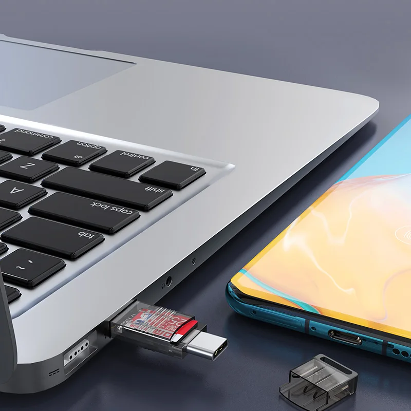 DM CR028 TF card reader with Type C and USB A port