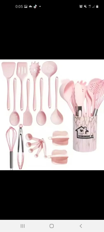 Rosa 18 Stücke Food Grade Silikon Küche Kochgeschirr Utensilien Turner Spachtel Messlöffel Praktisches Kochwerkzeug Küchenutensilien Set photo review