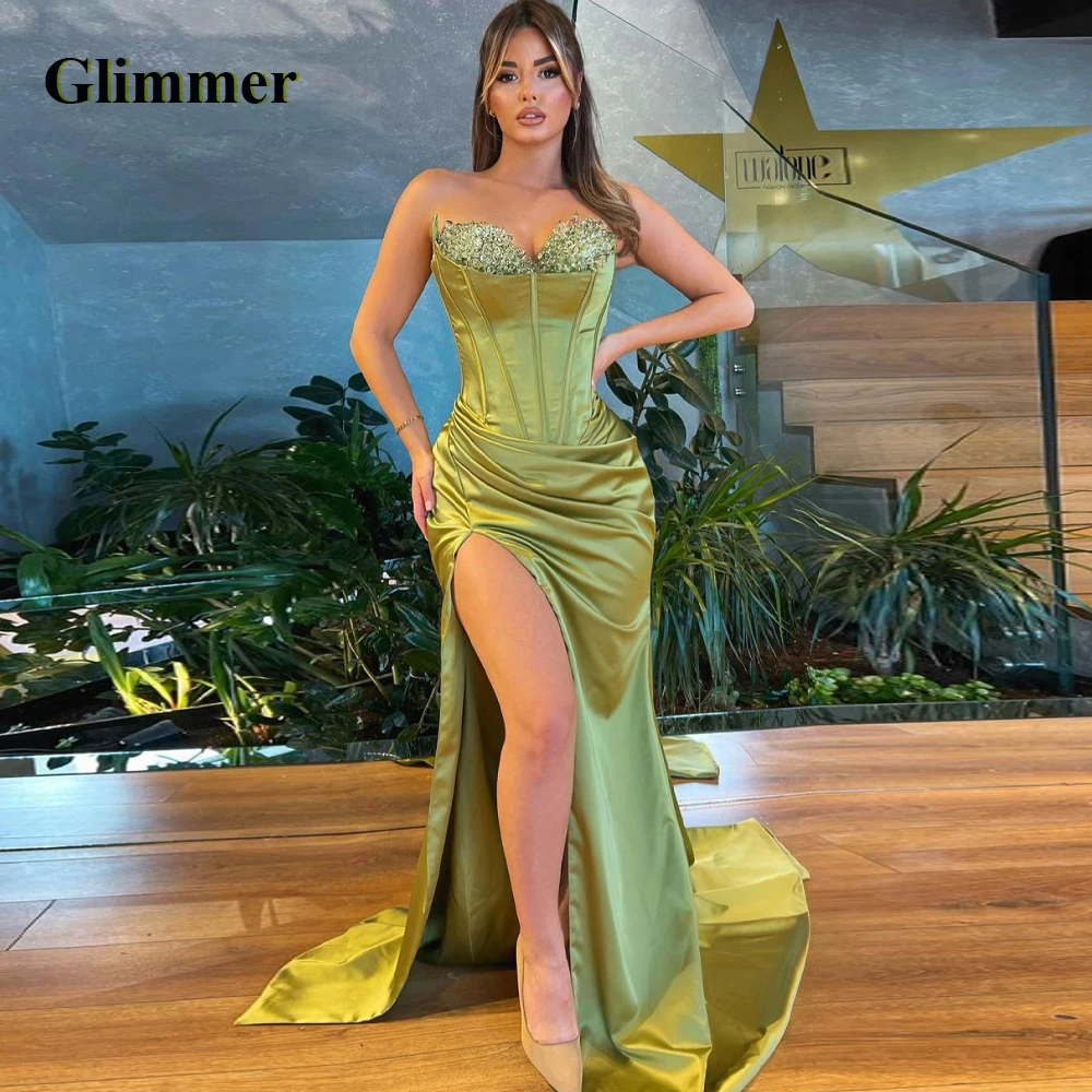 

Glimmer New Arrival High Slit Evening Dresses Formal Prom Gowns Customizable Colors Abendkleider Vestidos De Gala For Women 2023