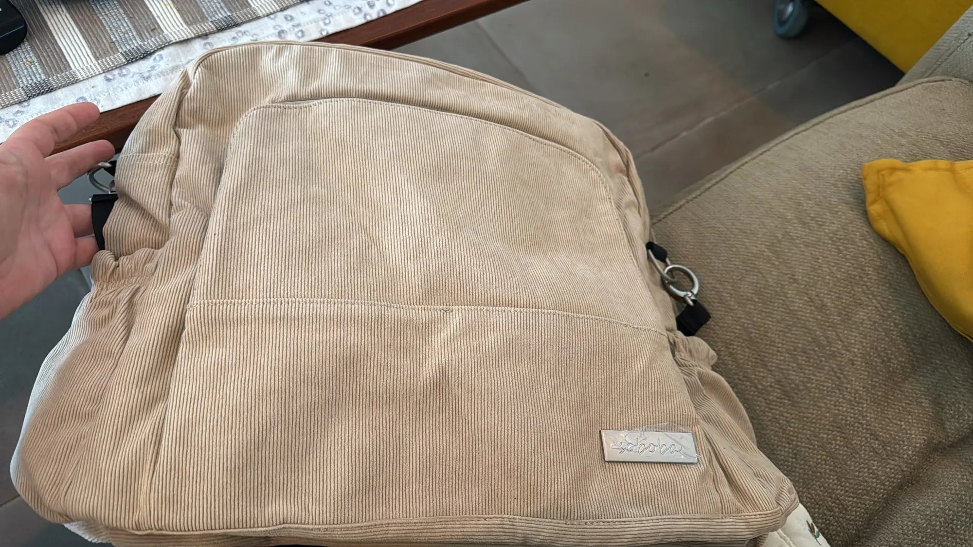 Soboba Diaper Backpack - Large Capacity for Moms, Corduroy Fabric Design photo review