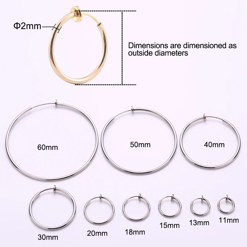 1 Pair Gold Silver Punk Hoop Earrings For Couple Fake Hoops Ear Clip Earrings Without Holes Ear Cuffs For Non Pierced Ears