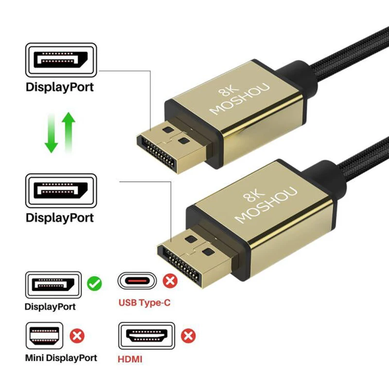 Novos Cabos de 1.4 dp Displayport para Mini dp Suporte 8k 60hz 4k 144hz 120hz 2k 165hz 32.4gbps Hdr Cabo de Vídeo 2023 - Image 4
