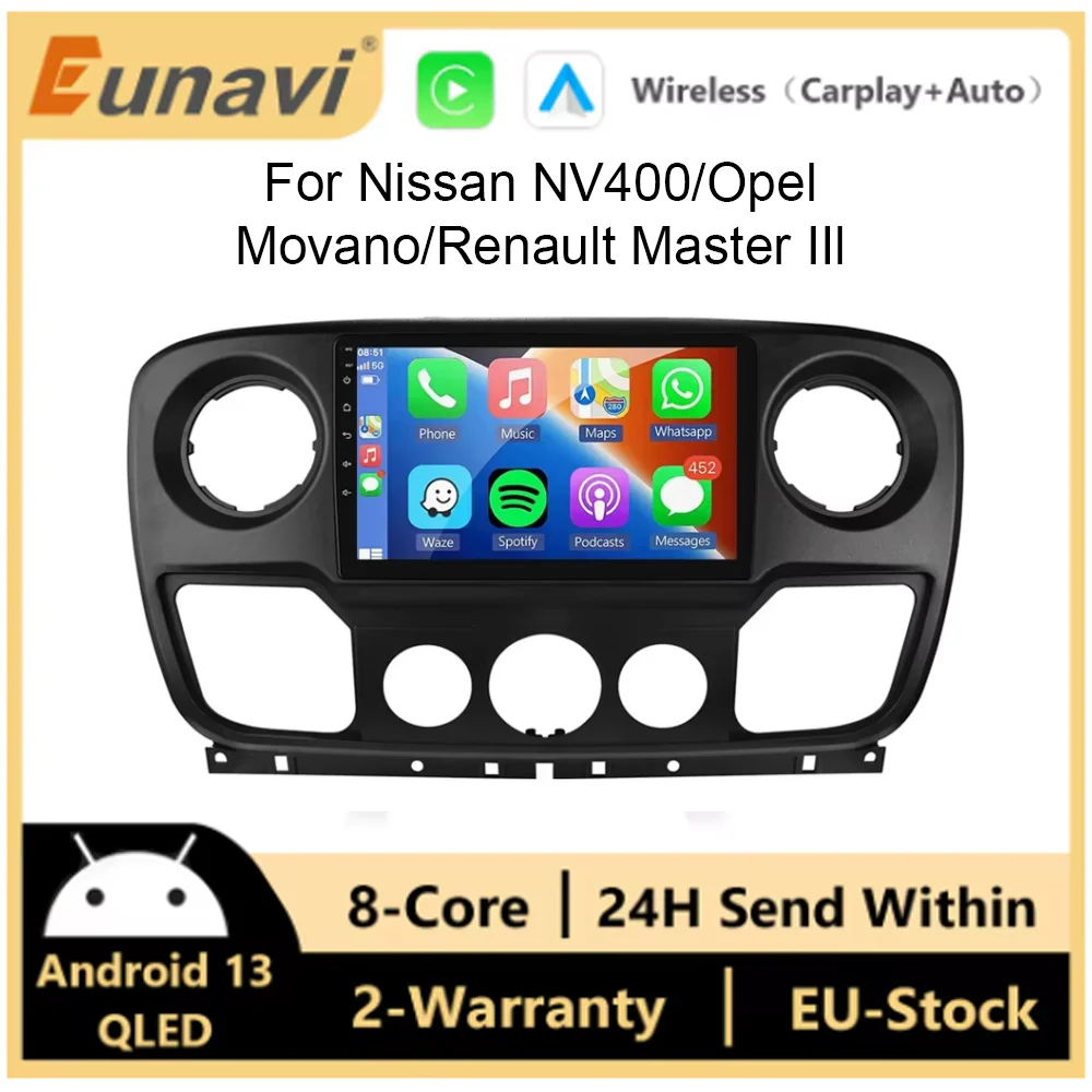 Radio para Auto con CarPlay y Android Auto para Renault Master III 3, Opel Movano, Nissan NV400, GPS, DSP, WIFI, 4G, SWC, Autoradio 2DIN 1