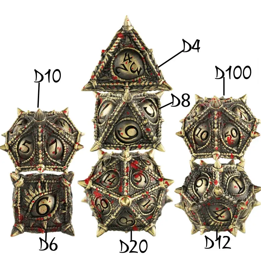 Dragon Dice Metal DND Dice Set 7pcs Polyhedral Metal Set for DND Games RPG Kit for Dungeons and Dragons TTRPG