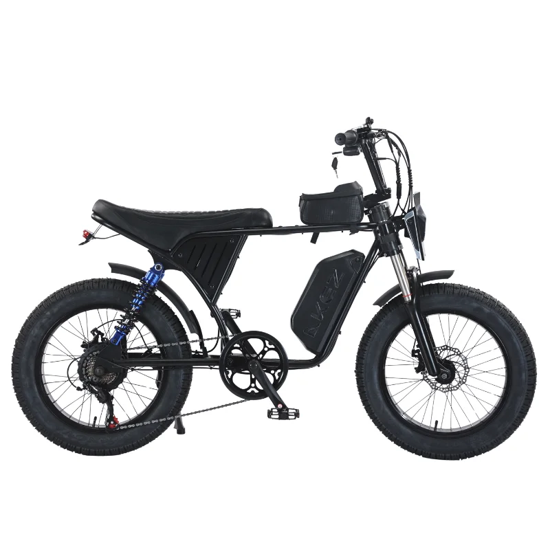 US Warehouse AKEZ X7 Retro 48V 750W Fat Tire Electric Bike, 18.2Ah Battery, Dual Suspension, 30mph Long Range E-Bike 5