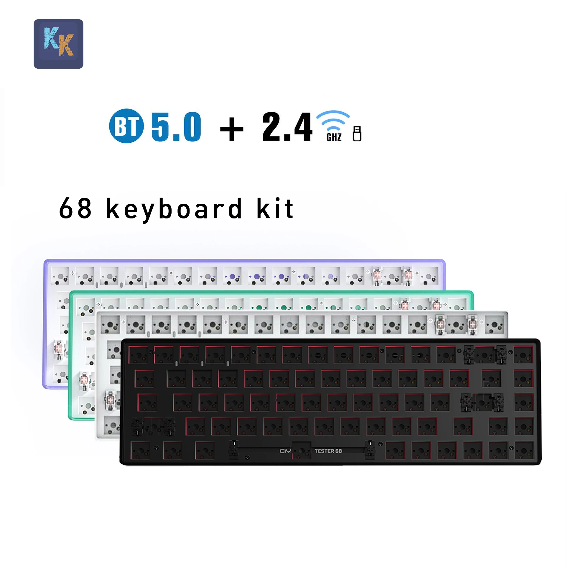 

TESTER68 customized Mechanical keyboard kit TES68 hot-swappable shaft base axis 2.4G Bluetooth customized wireless keyboard