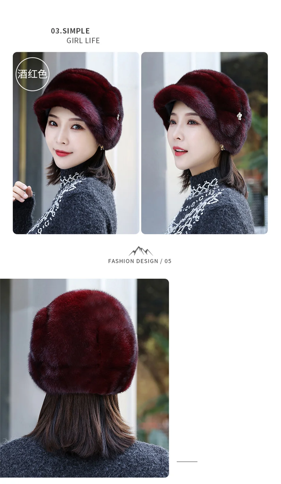 2022 Winter Hat Women Russian Mink Fur Hat Women Outdoor Winter Hat Earmuff Ski Cap Keep Warm Ladies Fur Hat Free Shipping