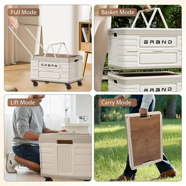 360° Rotating Foldable Storage Cart – Heavy-Duty Mobile Organizer with 4 Silent Wheels, Multi-Functional Storage