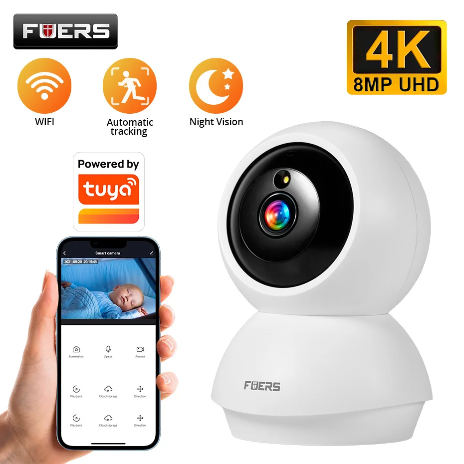 Fuers 5MP WiFi Camera Home Indoor Wireless IP Surveillance Camera AI Detect work with Tuya Smart Life APP Security Baby Monitor 6