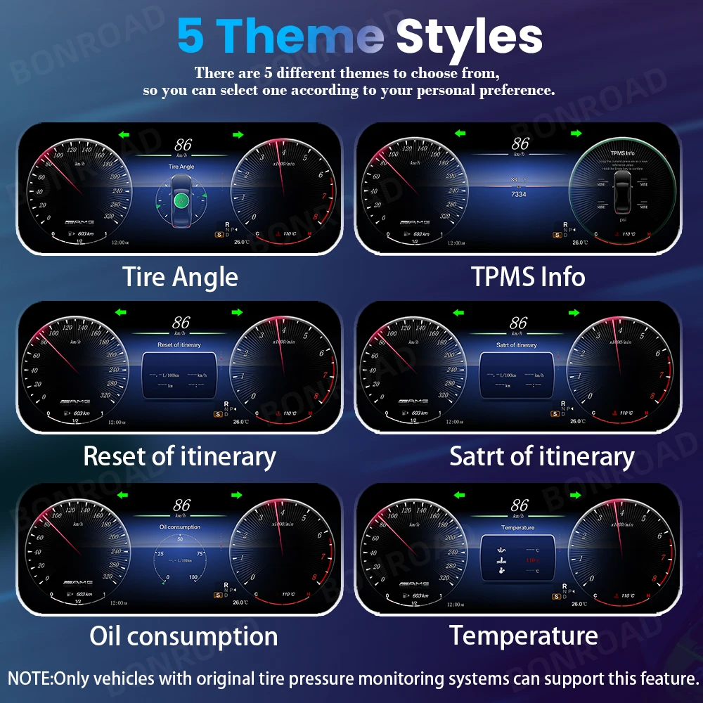 Panel de Instrumentos Digital LCD BONROAD de 12.3" y 1920*720P para Mercedes Benz Clase C W204 NTG 4.0 2007-2011, Velocímetro, Panel de Control 5