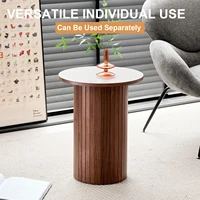 EGOONM Ensemble de 2 tables basses rondes en bois de style nordique, tables basses gigognes en bois, pour le salon/la chambre à coucher 3