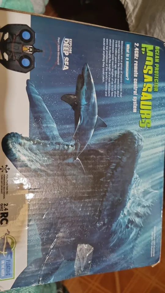 Rc Boat Fist Simulation Radio Controlled Ship Animal Wireless Electric Boat High-Speed Speedboat Mosasaurus Boat Outdoor Toy Boy photo review