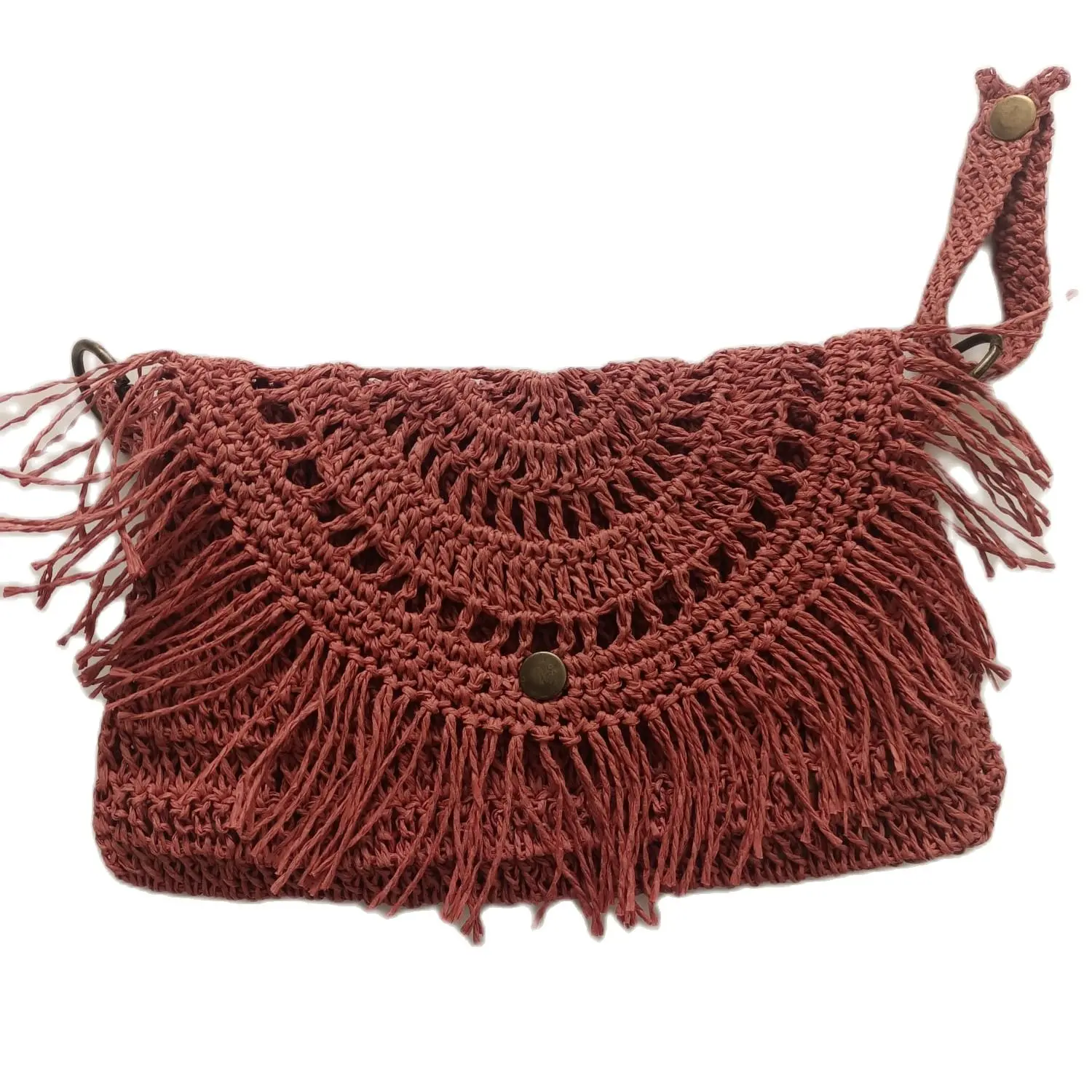 

Handmade Lady Bag Stylish Design Cross Hanger Handy Comfortable Crochet Paper Strap Laid With Good Quality