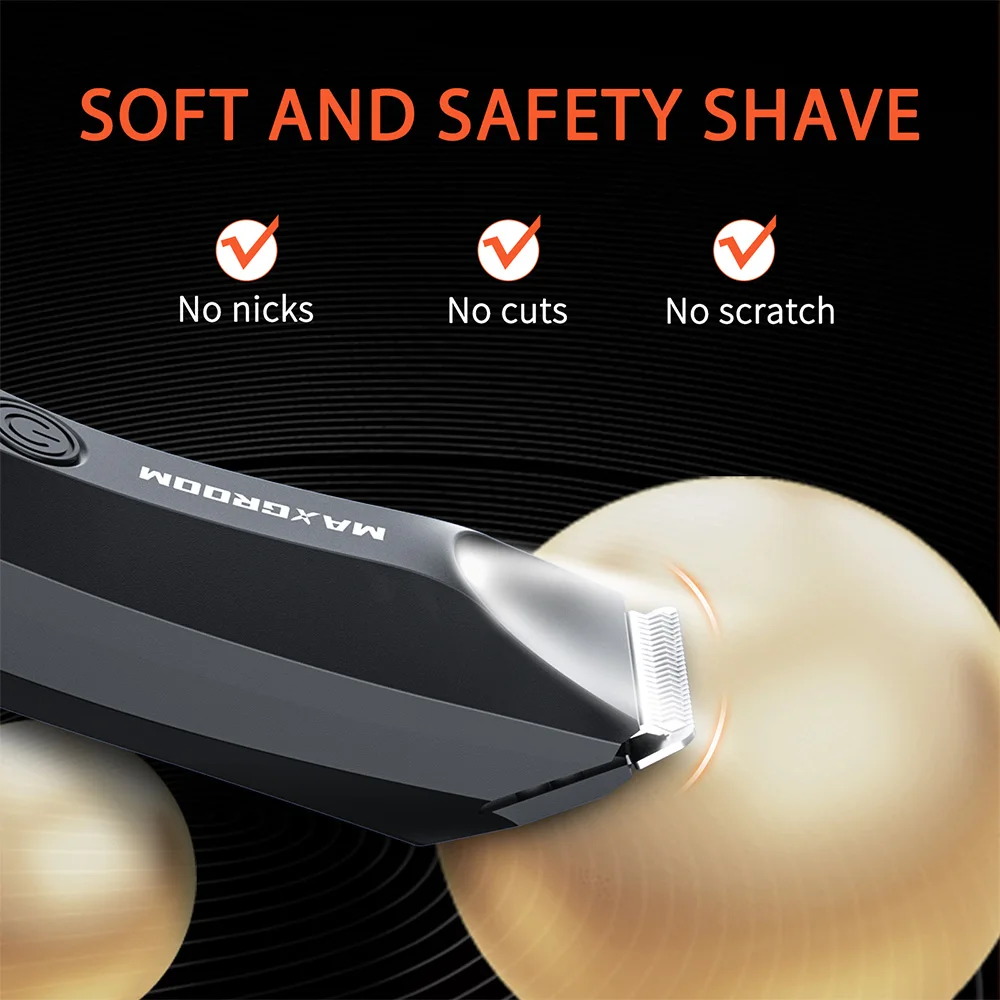 MAXGROOM Shaver for Men Ball Trimmer for Groin Pubic Grooming Body Hair Trimmer Replaceable Ceramic Blade Heads Electric Razor 4