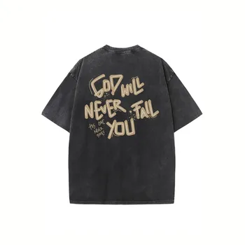 320g Heavy Washed Vintage Oversized T-Shirts Street Hip Hop Punk T Shirt Women Casual Cotton Short Sleeve Tee top 3