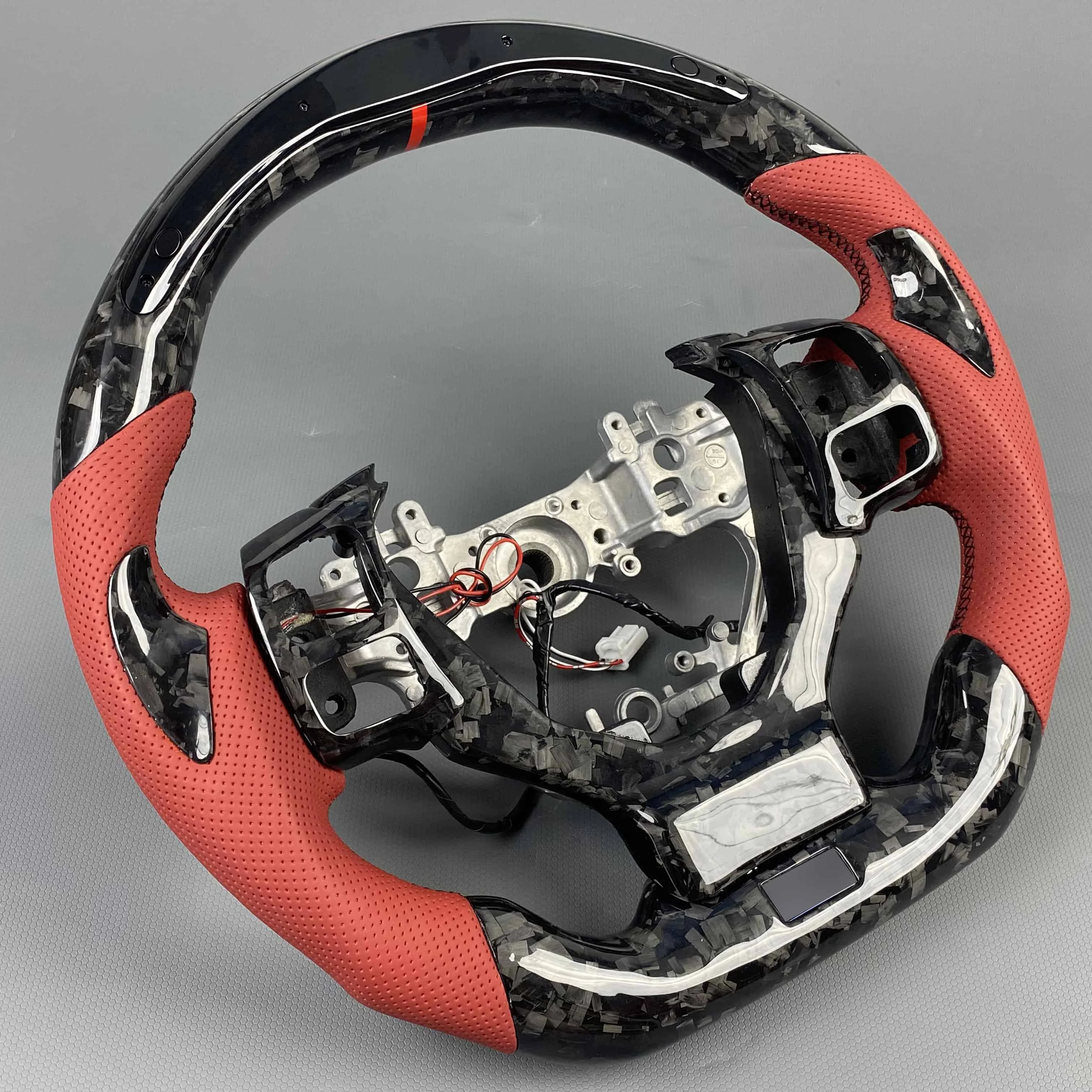 Lexus IS250 IS350 Isf Rouge Stiches Multimédia Plat Bas Cuir Direction Roue