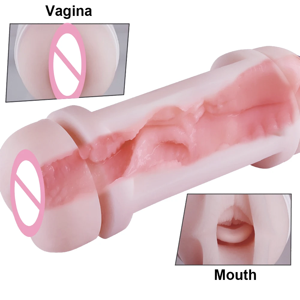 Sex tooys For Men Masturbation Cup Mouth+Vagina Sex TPE+ABS Safe Secure True Copy Girl Pussy Vagina Penis Training