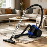 Aspirateur cylindrique sans sac 1200W avec filtre HEPA, grand bac à poussière de 1,5L, aspiration puissante pour tapis, sols durs et élimination des poils d'animaux, aspirateur domestique 1