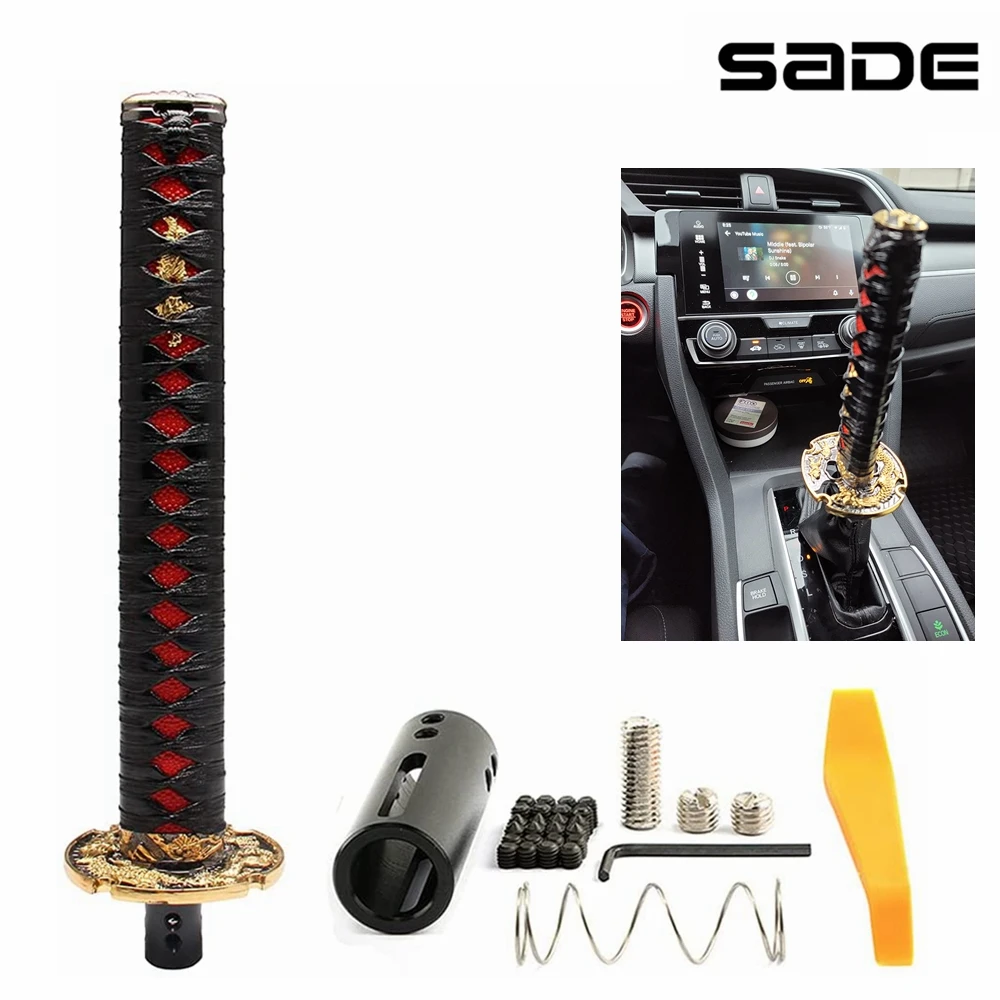 Samurai Sword Automatic Leather Shift Knob Universal For Lock/button