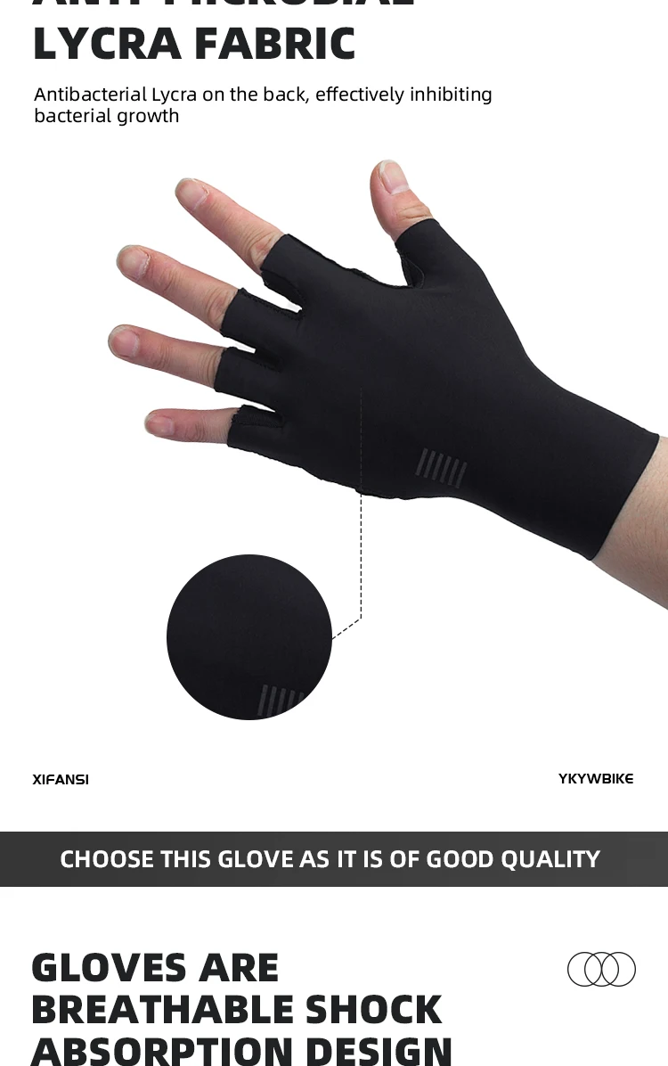 YKYWBIKE Fahrradhandschuhe für Herren und Damen, Halbfinger-Outdoor-Sporthandschuhe, Sommer-Rennrad-Handschuhe mit XRD-Polsterung – Detail 5