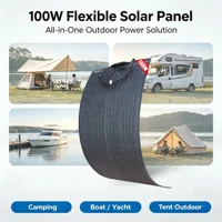 Panneau solaire flexible 100W 18V monocristallin, panneau solaire ETFE étanche, module solaire portable, panneau photovoltaïque pour voiture 12V, camping-car, caravane, bateau, yacht, marine, charge de batterie 7
