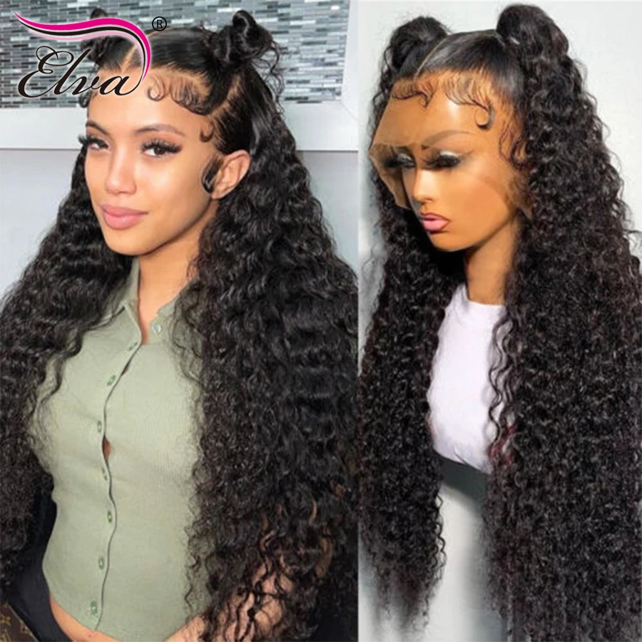 Pre Plucked Lace Front Human Hair Wigs With Baby Hair Bleached Knots Curly  Human Hair 13x6 Frontal Lace Wigs For Women Elva Hair - Lace Wigs -  AliExpress