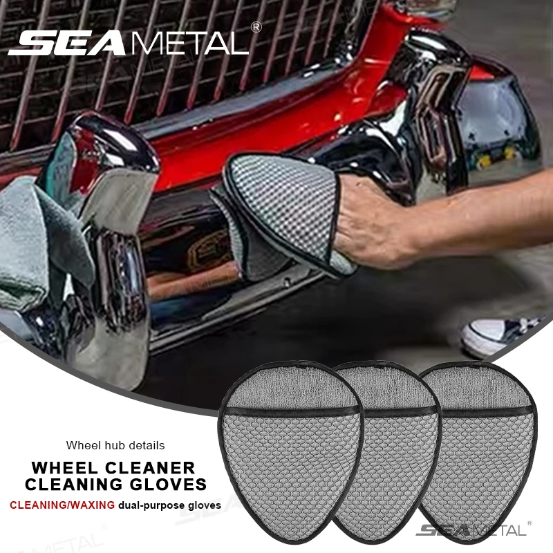 Microfiber Car Cleaning Gloves Car Cleaning Mitt Wheel Microfiber Hub Washing Glove Scratch-Free Wet/Dry Car Interior Accessory Wiping Mitt