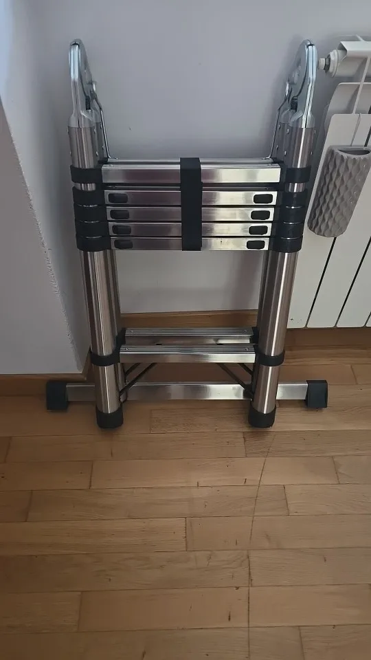 3.8m/ 5m Folding Telescopic Ladder A-Frame, Alloy Aluminum/ Stainless Steel, Non-Slip, Stable, 150KG LoadCapacity, EN131 photo review