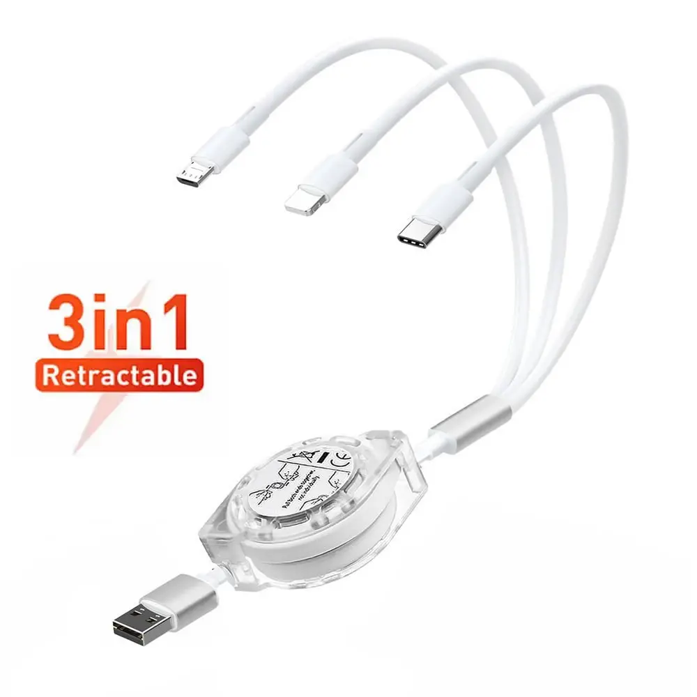 Universal 3-in-1 Retractable Fast Charging USB Cable
