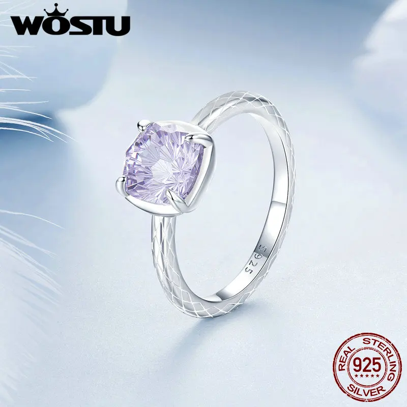 Multi Colored Cubic Zirconia Ring WOSTU 925 Sterling Silver Turquoise Eternity Ring - Stackable Band Multi Colors Size 6-9 925 Silver Ring