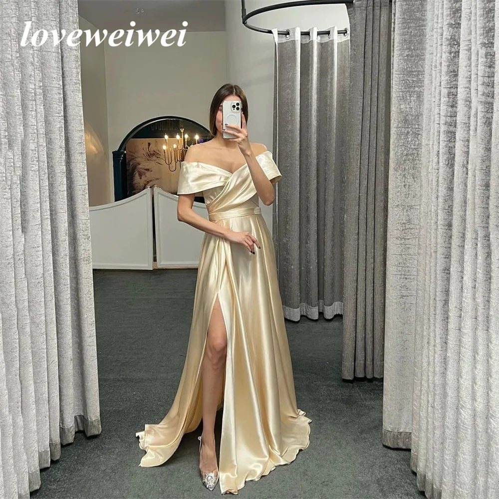 Фото Loveweiwei Гламурные вечерние платья с открытыми плечами рубиновый разрез оборки платье для выпускного вечера ТРАПЕЦИЕВИДНОЕ платье для выпускного вечера vestido de boda №2